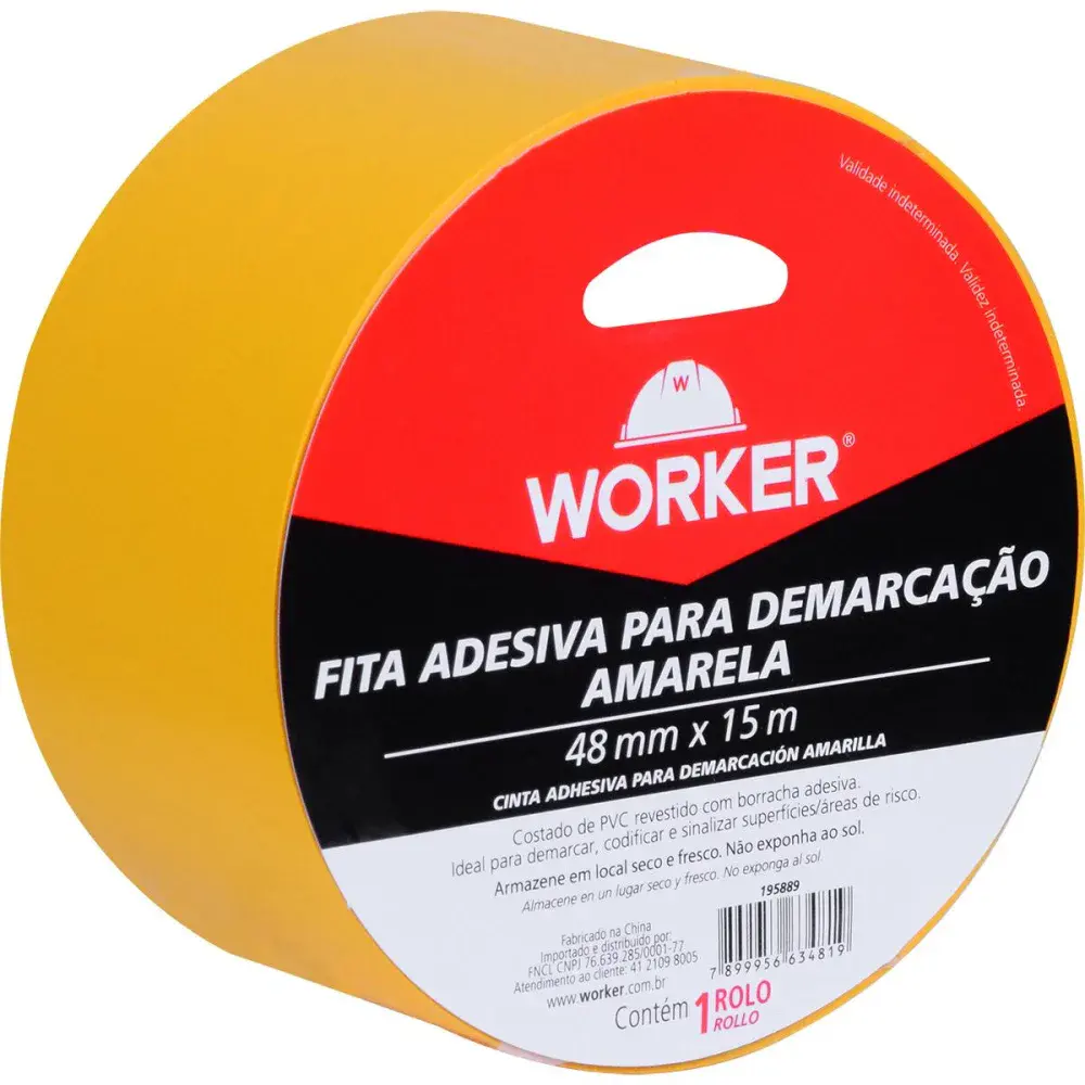 Fita adesiva para demarcação 48MMX15M amarela Worker — fotografia de referência
