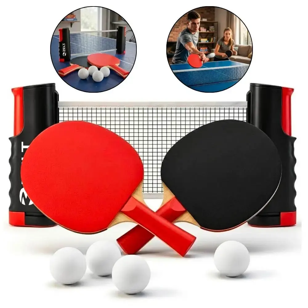 Kit raquete ping pong profissional com rede retrátil e 4 bolinhas zt-kpp Zelt