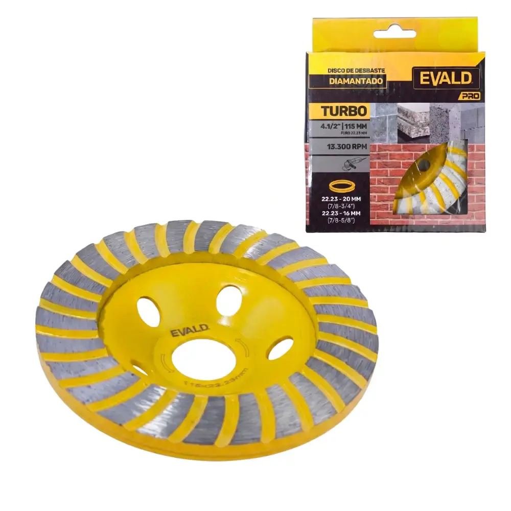 Disco de desbaste diamantado turbo 4.1/2 POL 13.300 RPM Evald PRO — fotografia de referência