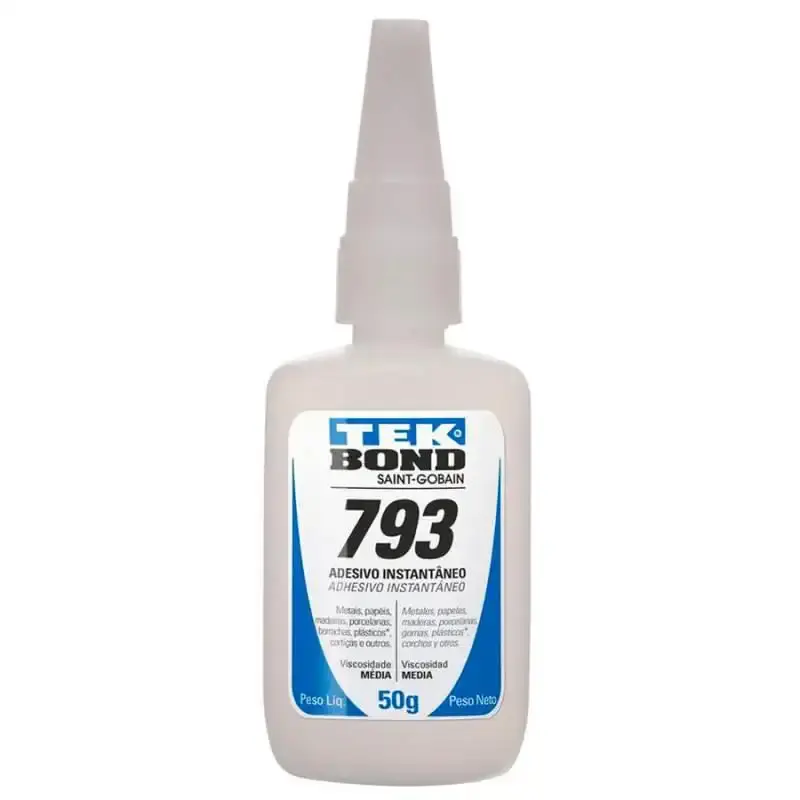 Cola adesiva instantânea cianoacrilato 50 GR 793 bico anti entupimento Tekbond — fotografia de referência