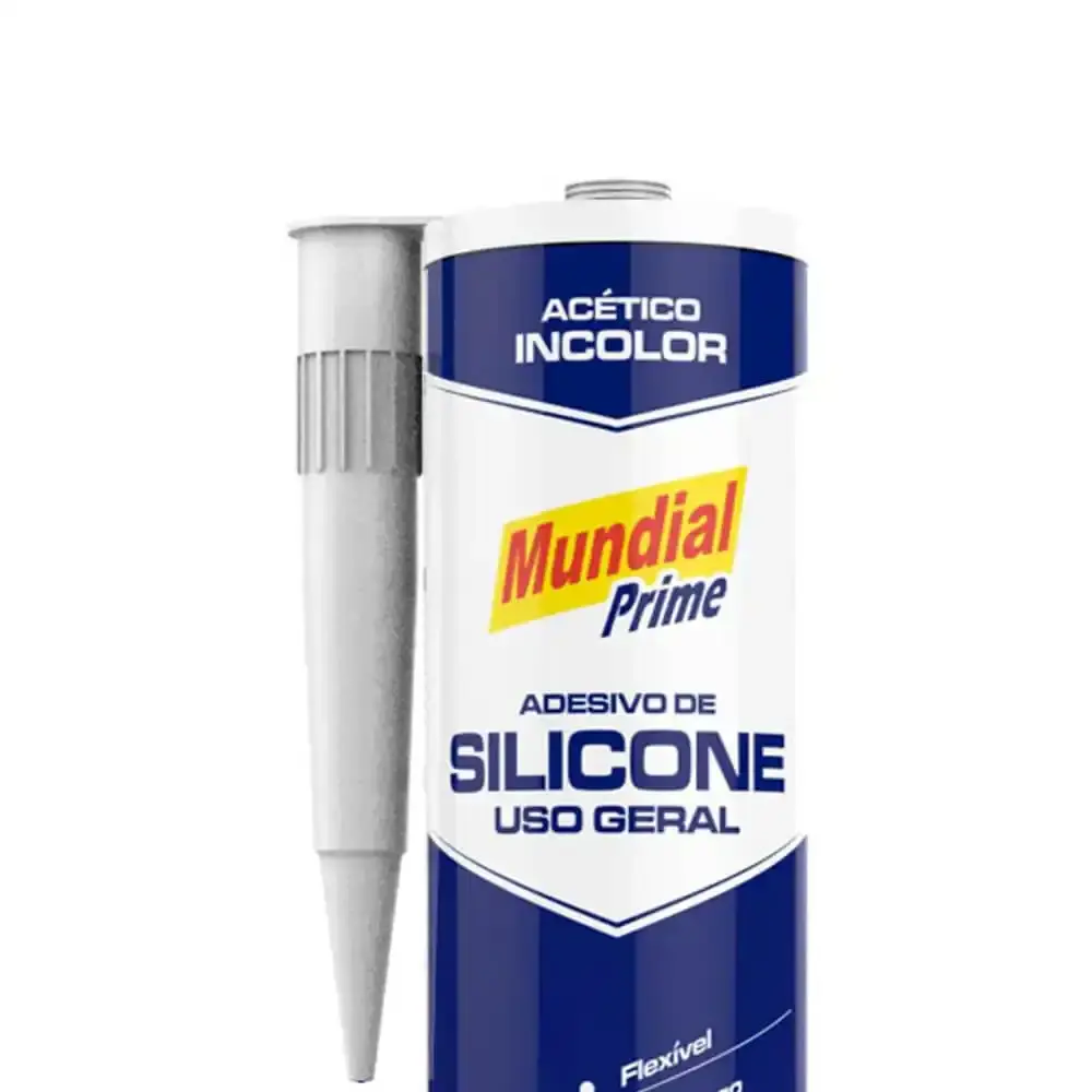Adesivo de silicone acético incolor kit 3 unidades Mundial prime — fotografia 3