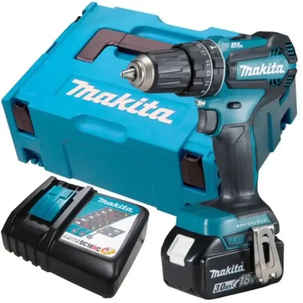 Parafusadeira à bateria 18V C/1 bivolt com impacto 1/2 POL DHP485RF1J Makita — fotografia 2