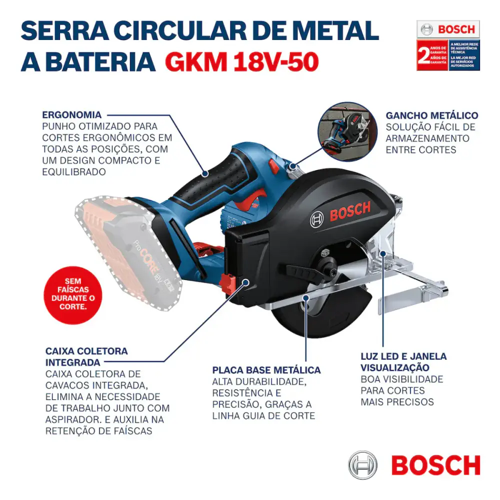Serra circular bateria Bosch GKM 18V-50 18V sem bateria sem carregador Bosch — fotografia 8