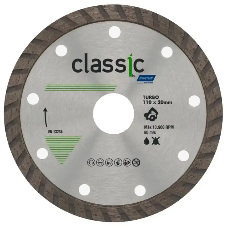 Disco de corte diamantado 4.3/8 POL 110X20 MM turbo classic Norton