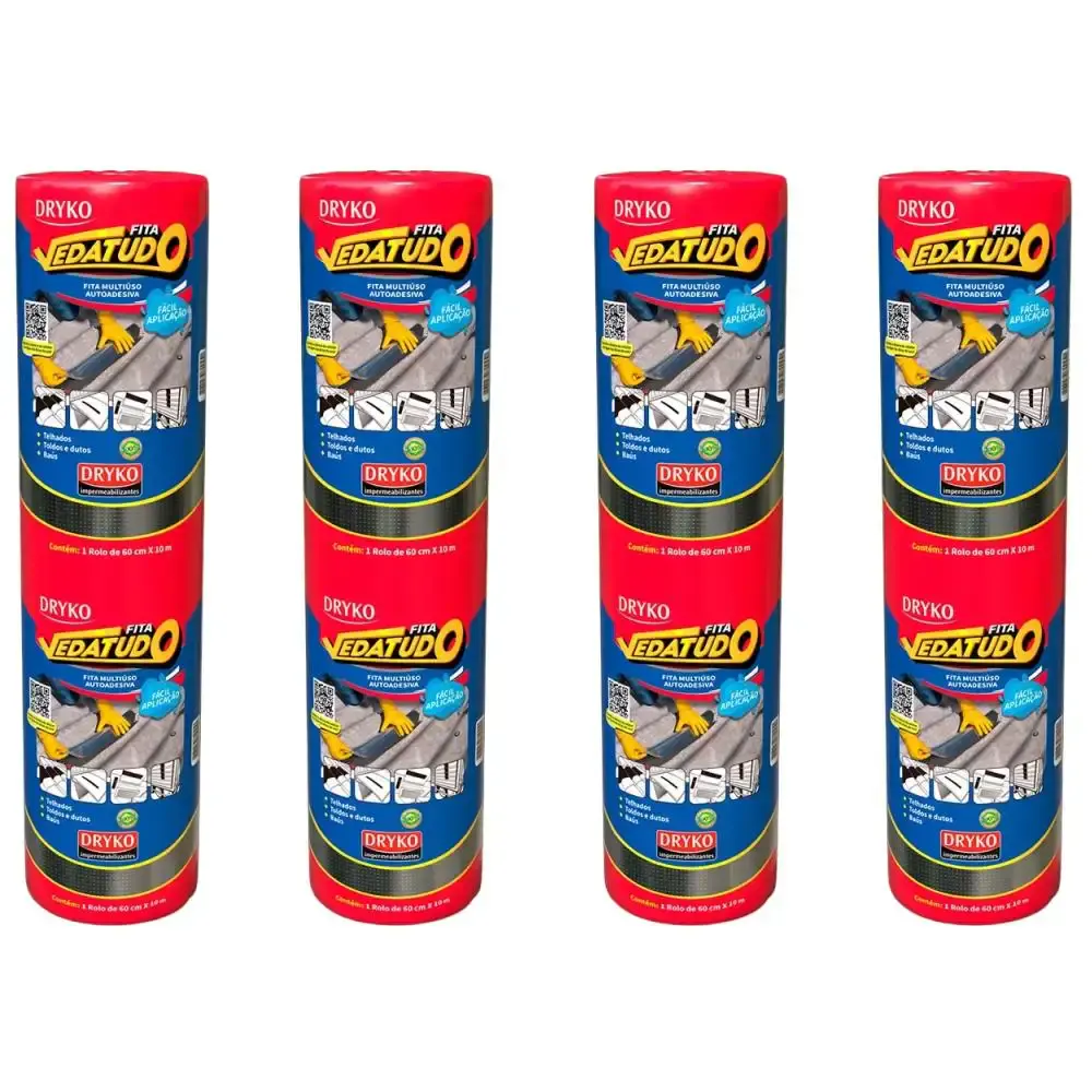 Fita Autoadesiva Asfáltica Vedatudo 60 cm x 10 m 4 Unidades DRYKO — fotografia de referência