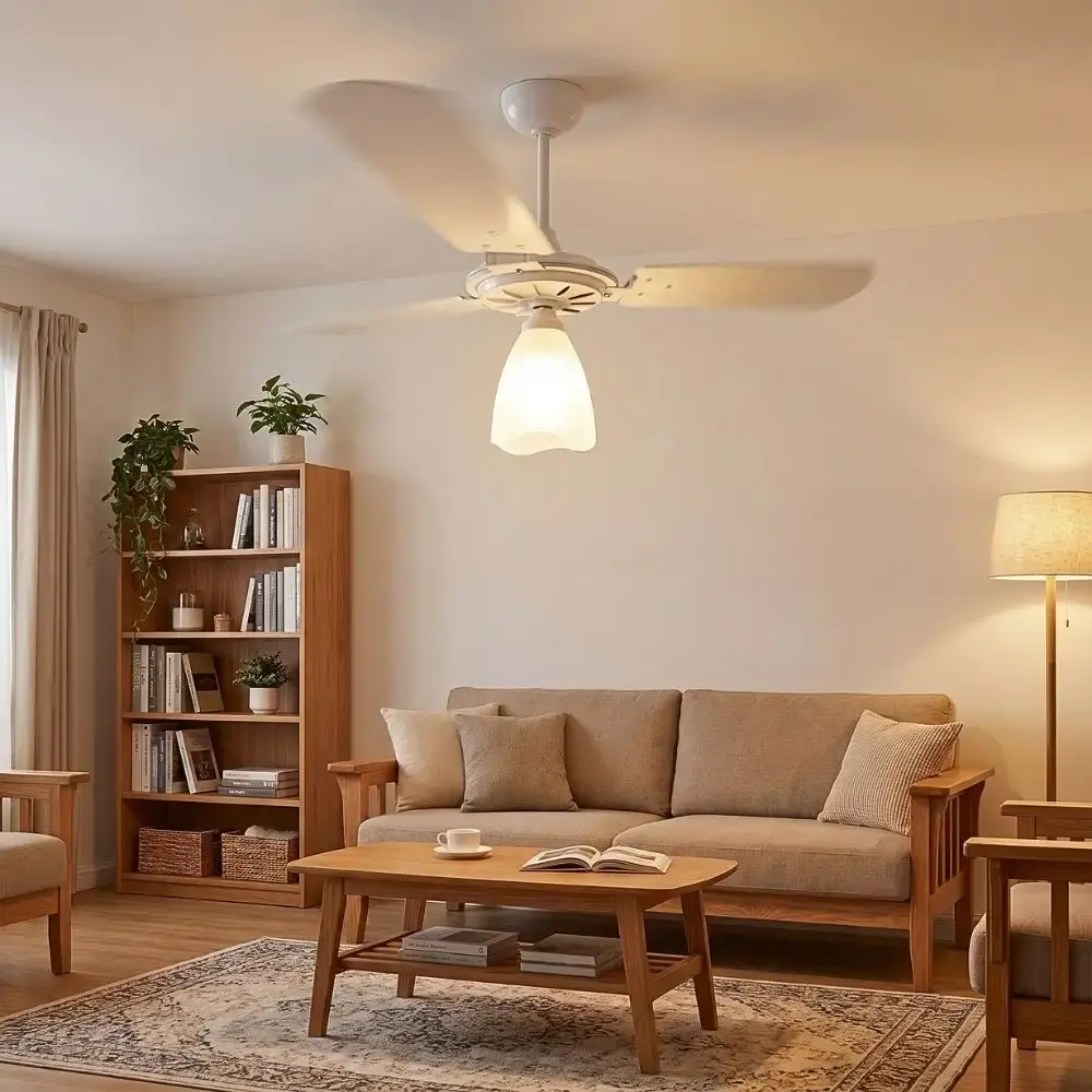 Ventilador de teto aeris 3 pás tulipa aberta casa LYS Branco 110 V — fotografia 7
