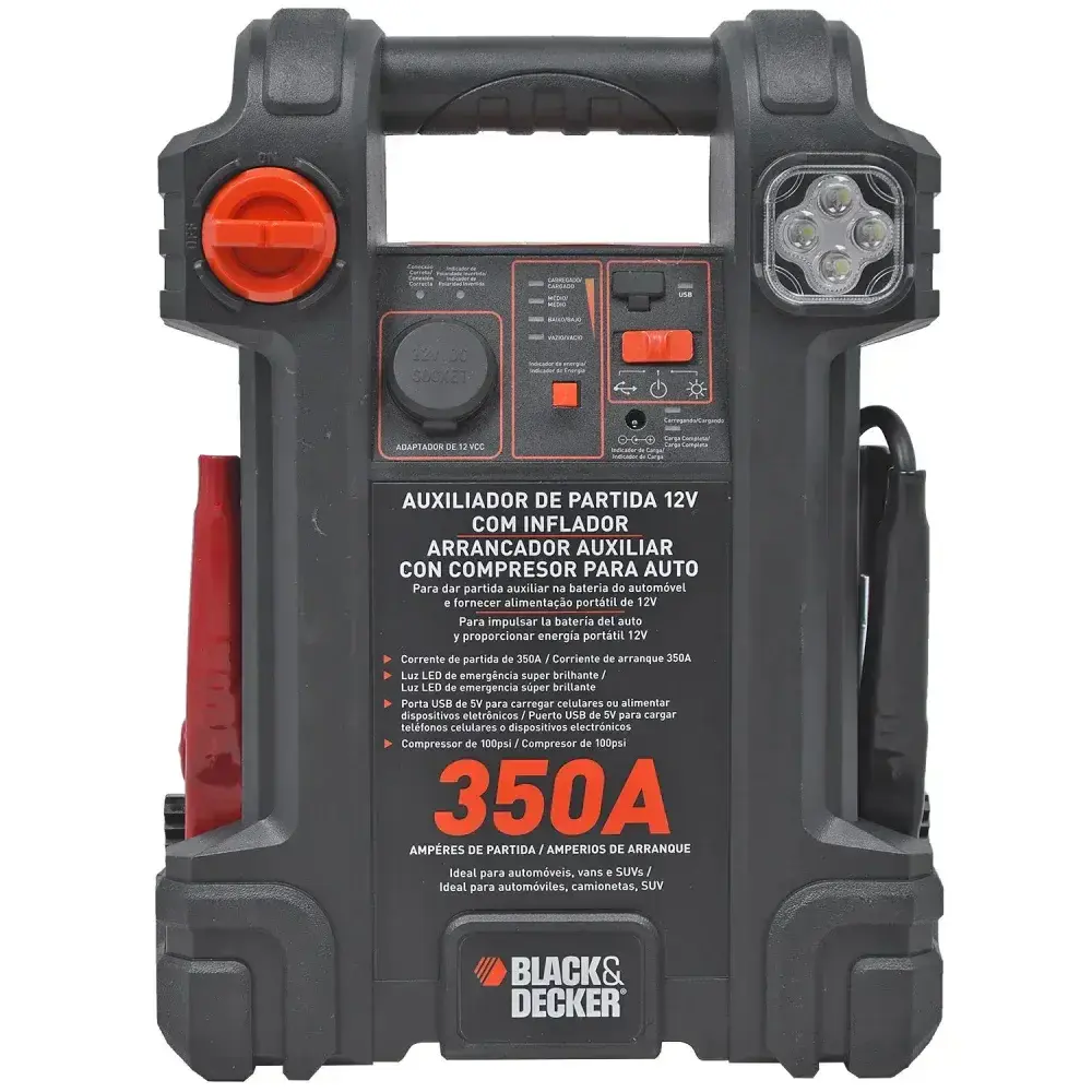 Auxiliar de partida e compressor inflador JS350CC blackdecker Black & Decker — fotografia 6