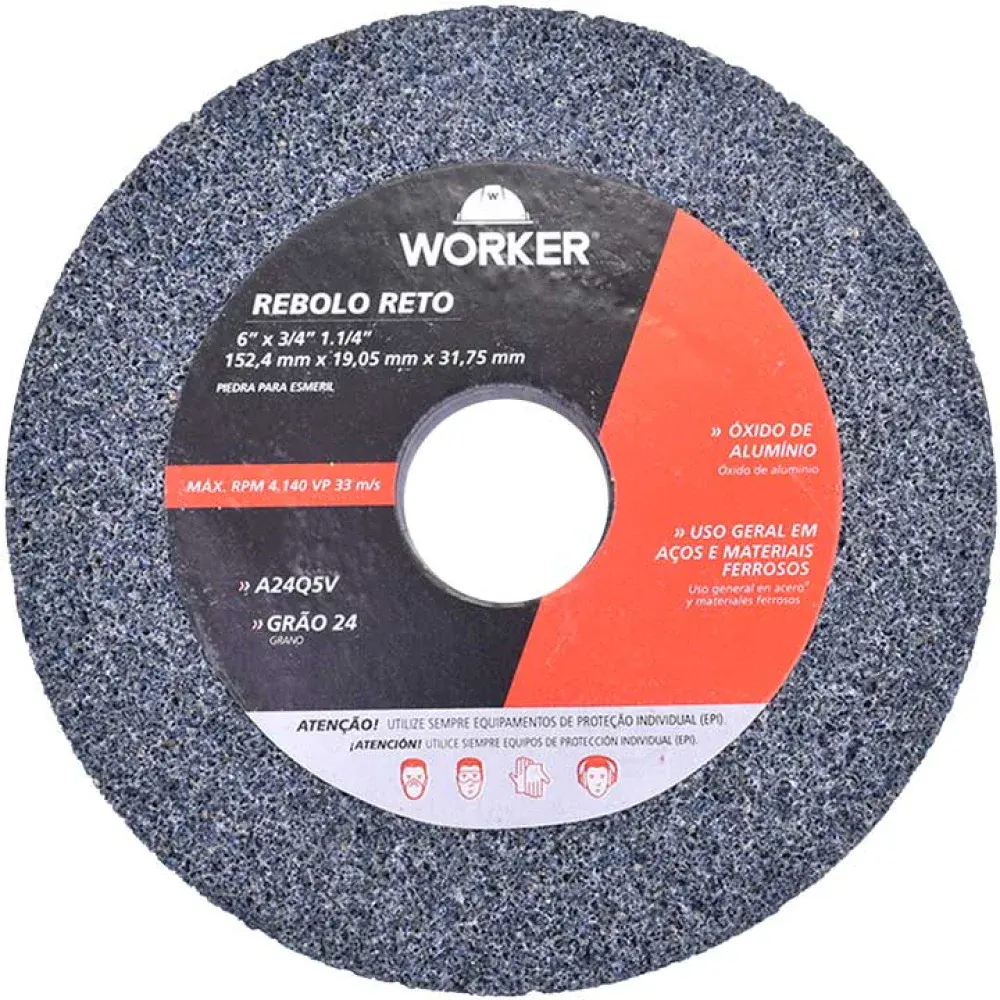 Rebolo reto uso geral 6” x ¾” Worker