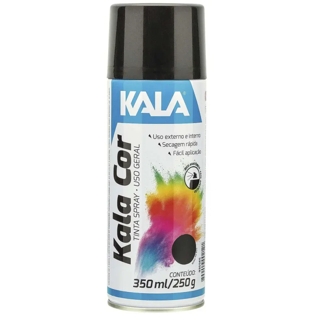 Tinta spray para uso geral preto fosco 350ML Kala — fotografia de referência