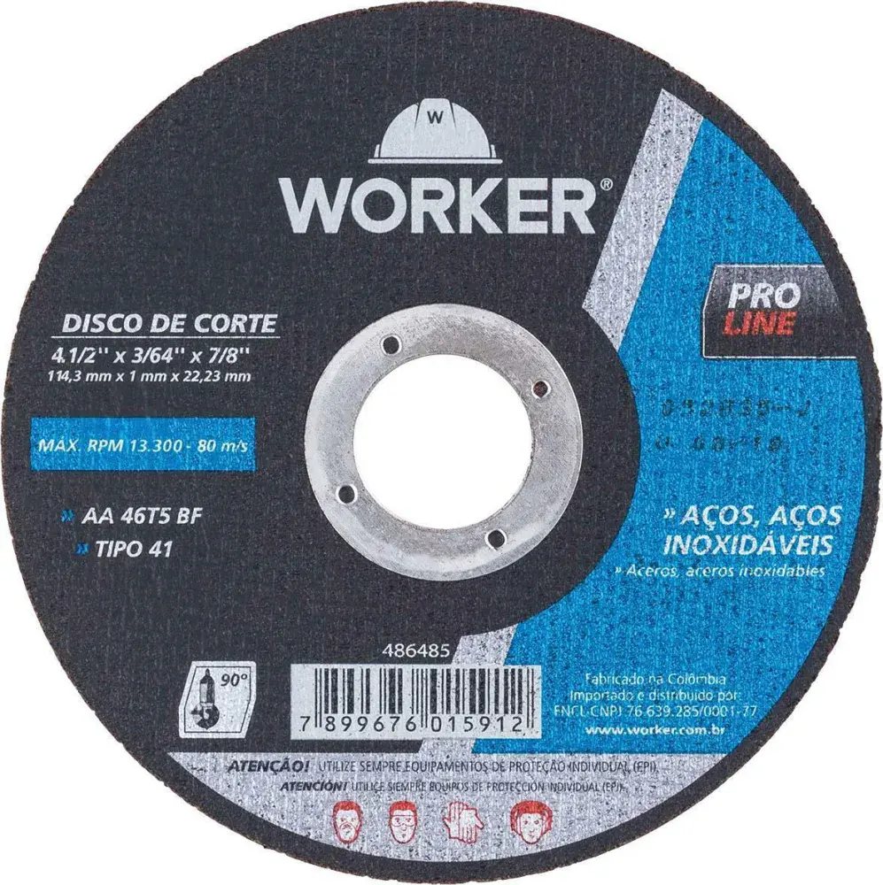 Disco corte fino inox 4.1/2/16/8 Worker — fotografia de referência
