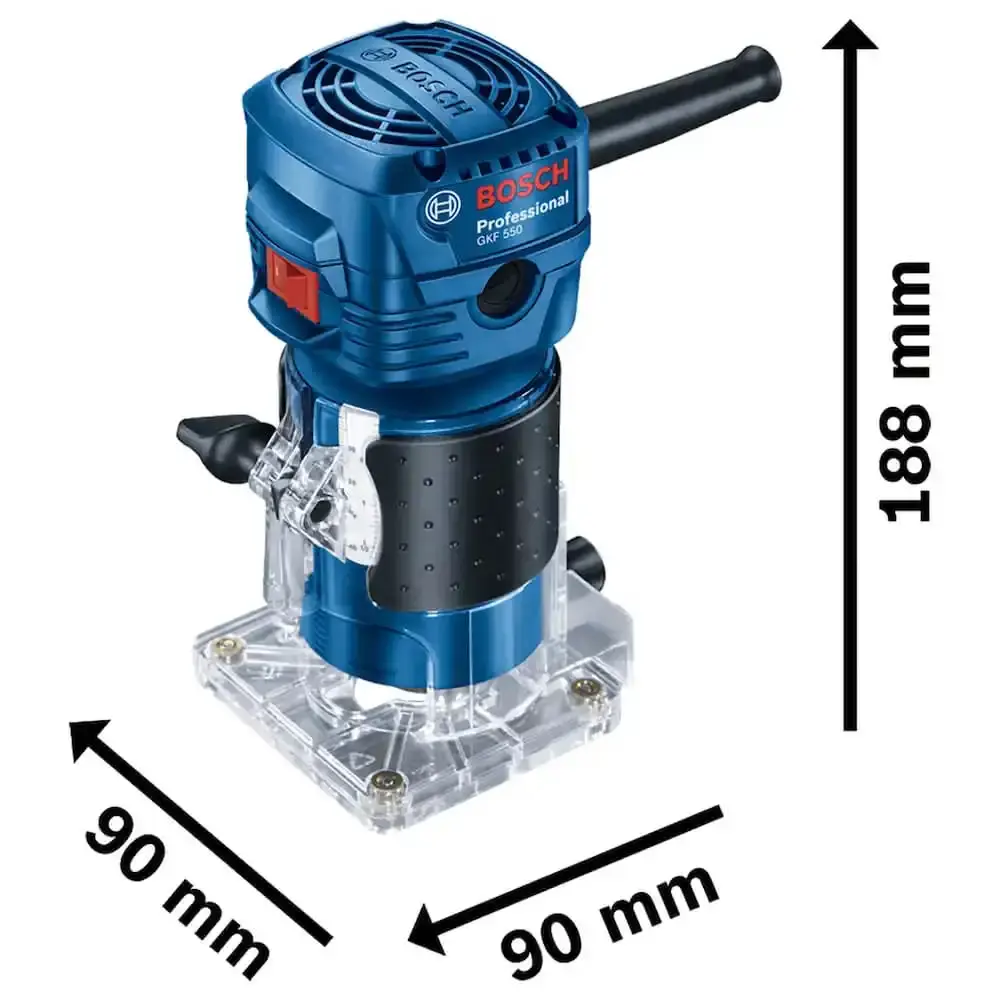 Tupia profissional 6 MM 550W com 2 pinças GKF 550 Bosch 110 V — fotografia 5