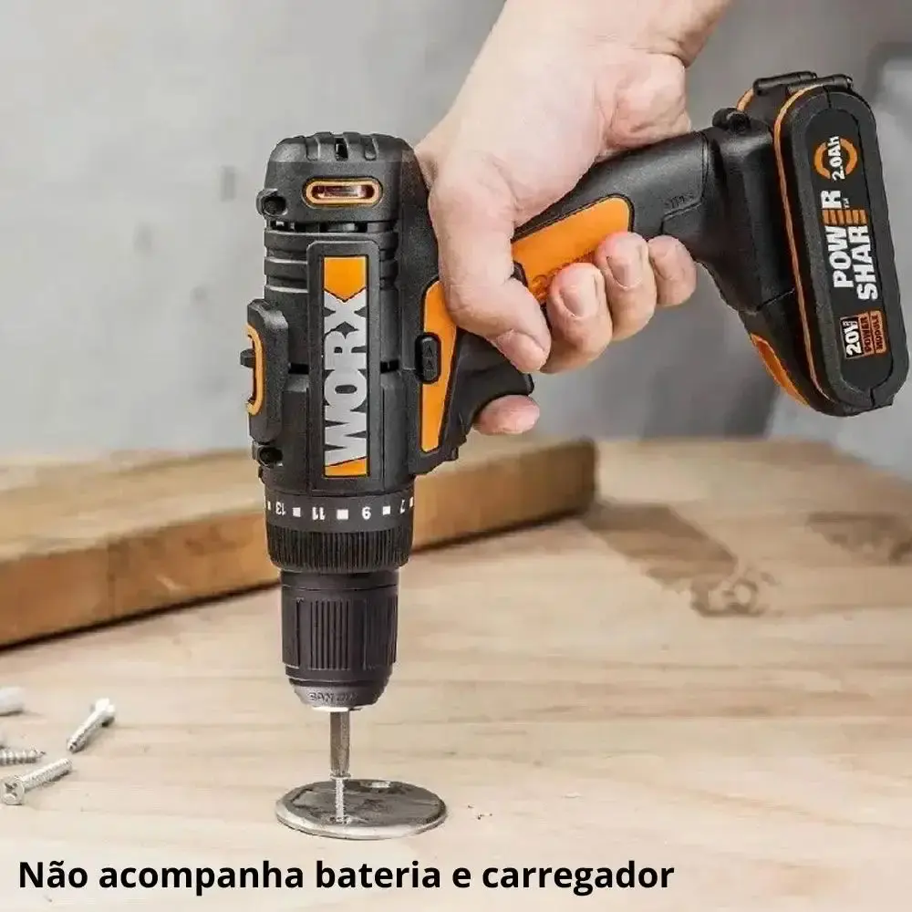 Parafusadeira furadeira a bateria 20V sem bateria e carregador WX101.9 Worx — fotografia 5