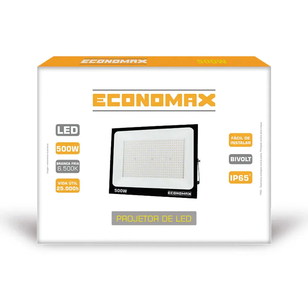 Refletor led 500W bivolt preto Economax — fotografia 3