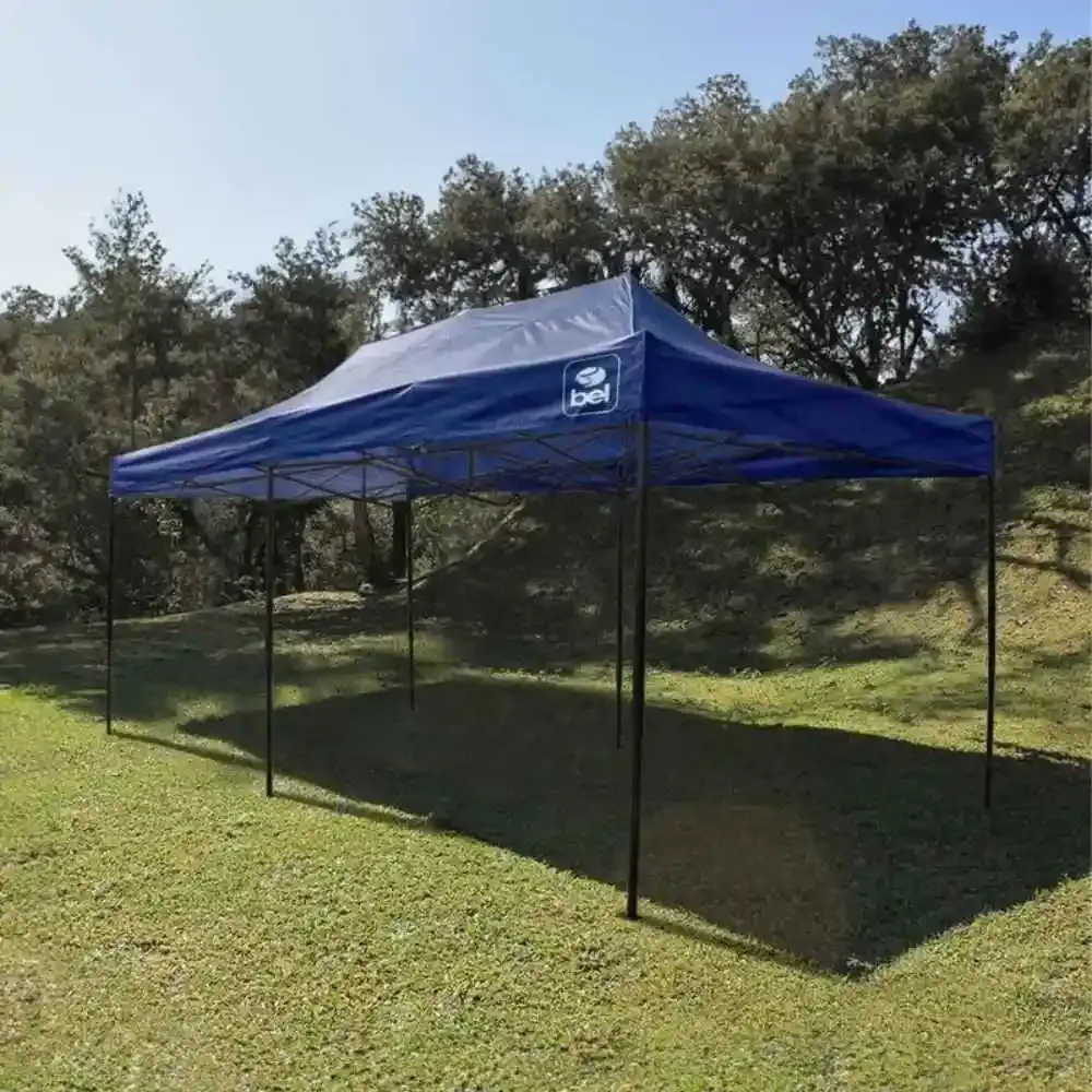 Tenda gazebo 3 x 6 metros em aço dobrável várias cores BEL Azul Belfix — fotografia 3