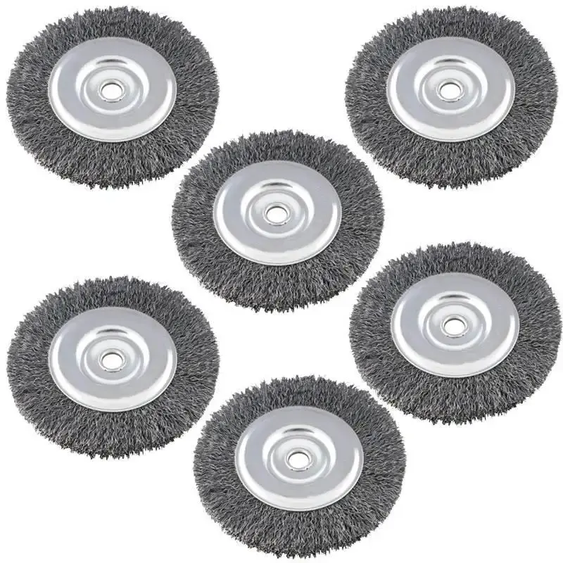 Kit Escova de Aço Circular 6 x 3/4 POL Furo 1/2" 6 Unidades ABRASFER — fotografia de referência