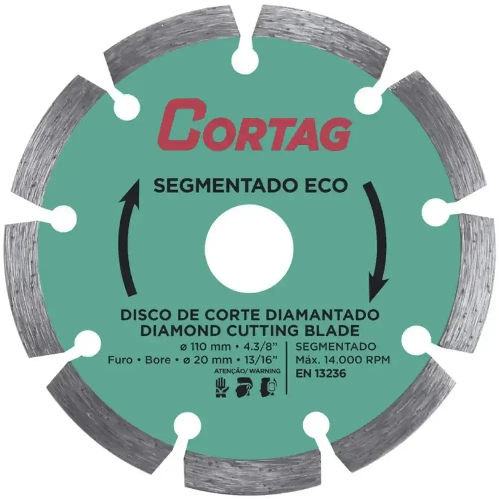 Disco diamantado 4,3/8POL segmentado ECO Cortag — fotografia de referência