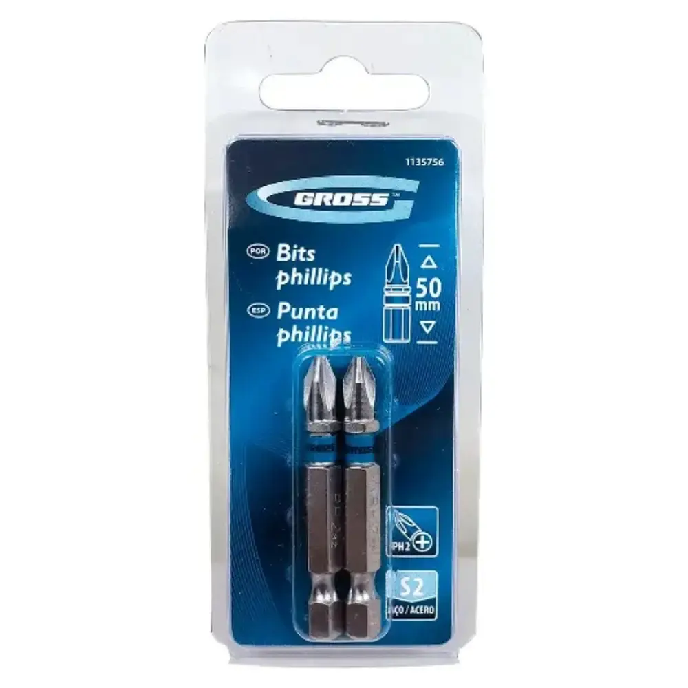 Bits phillips 1/4 x 1/4 POL 50MM com 2 peças 1135756 Gross — fotografia de referência