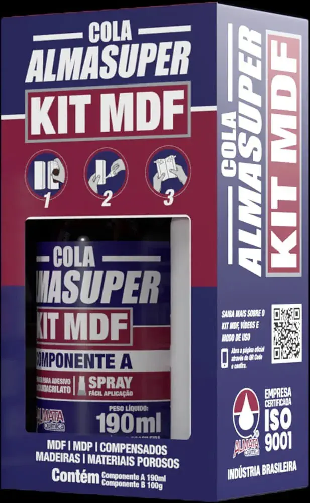 Adesivo instantâneo kit mdf colar+primer Almata — fotografia 3
