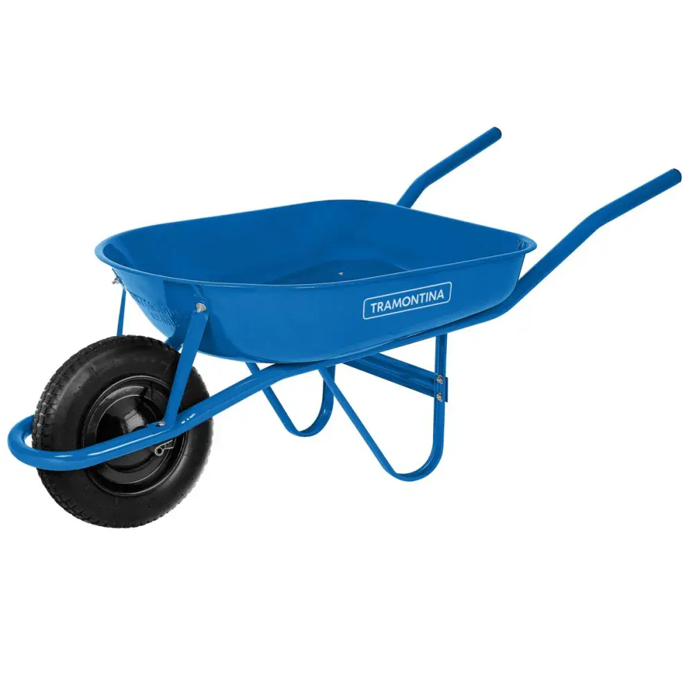 Carrinho de mão metálico caçamba rasa azul 50L Tramontina — fotografia de referência