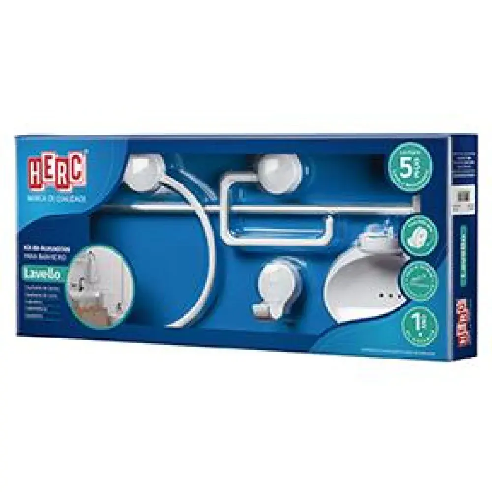 Kit banheiro lavello 5 pecas branco Herc