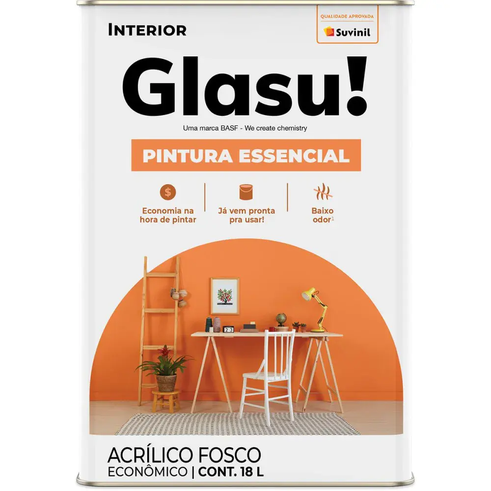 Tinta acrílica glasu essencial fosco areia 18L da suvinil Suvinil Glasu!