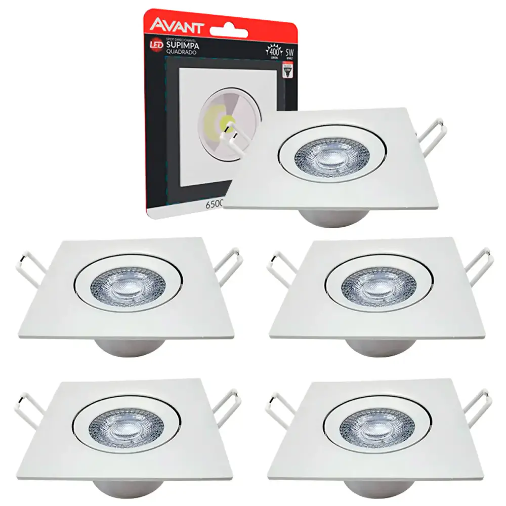 Kit spot led embutir supimpa 5W quadrado bivolt branca Avant — fotografia 7
