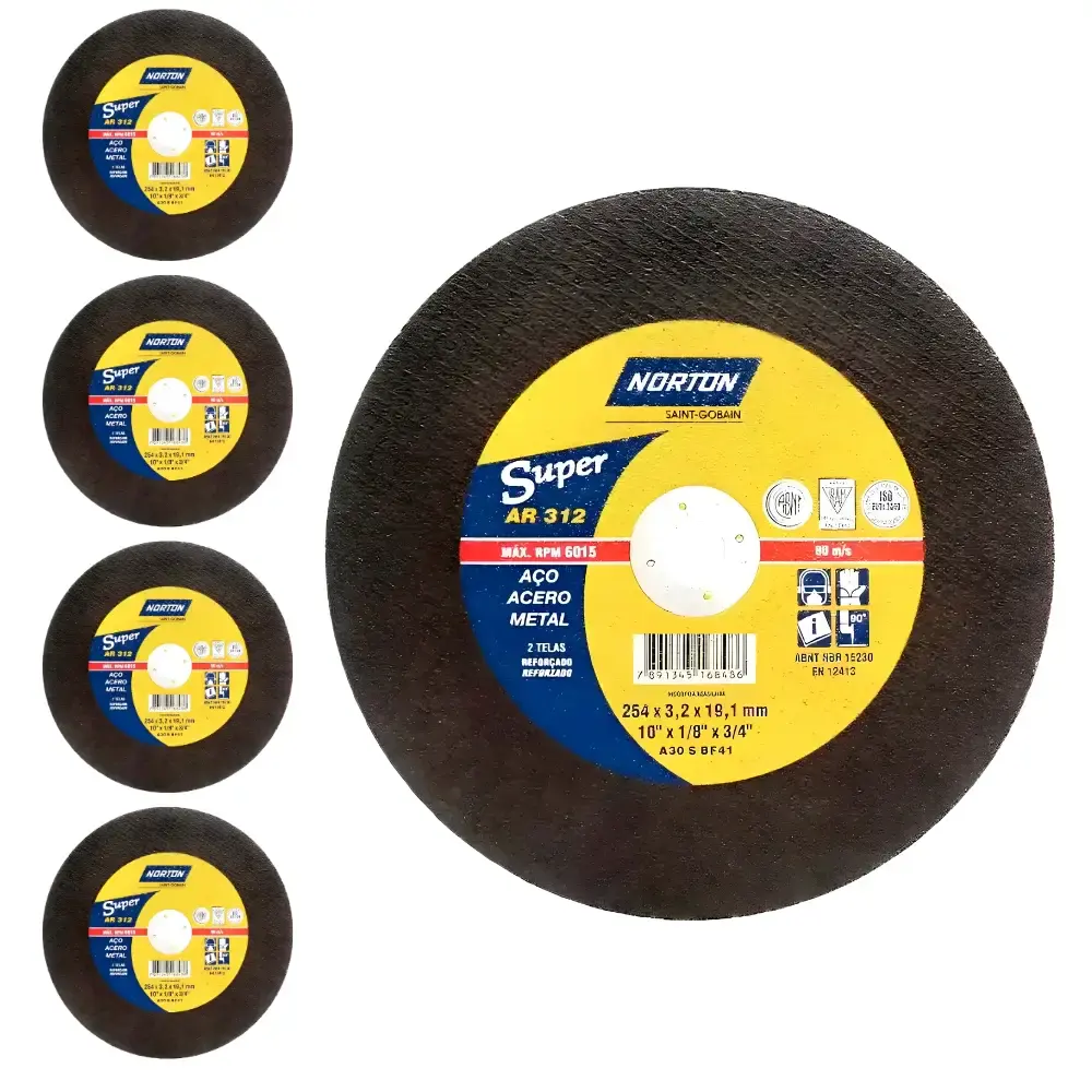 Disco de corte 12 POL com furo 3/4 pol 5 uni AR312 Norton
