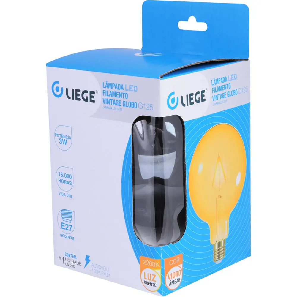 Lâmpada led filamento vintage globo G125 bivolt Liege — fotografia 5