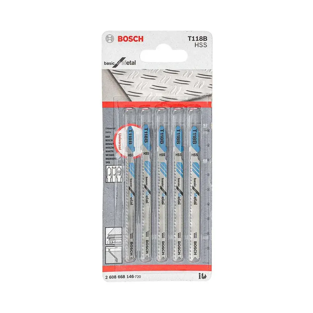 Kit lâminas serra tico tico T118B metal 6MM 91MM Bosch — fotografia de referência