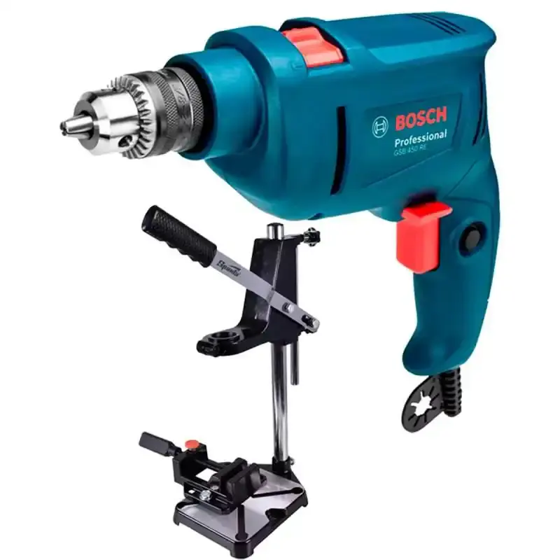 Furadeira industrial impacto 3/8 com reversão 450W GSB 450 RE Bosch + suporte 110 V — fotografia 2