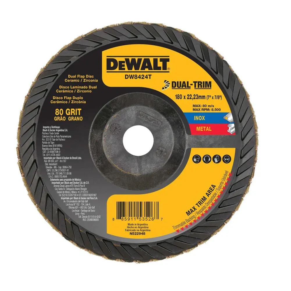 Disco flap -Trim com camada dupla G80 7X7/8” Dewalt — fotografia de referência