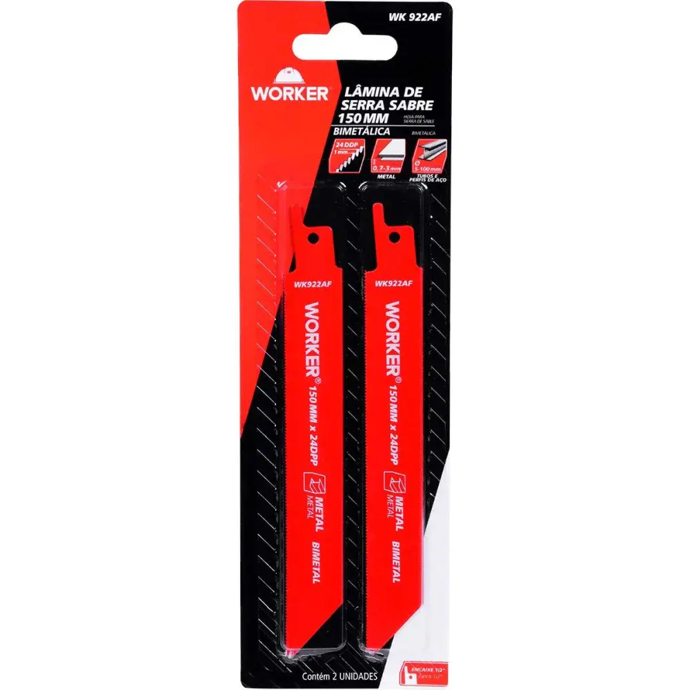 Lâmina para serra sabre bimetálica 1/2” 150MM 24 dentes Worker — fotografia 4