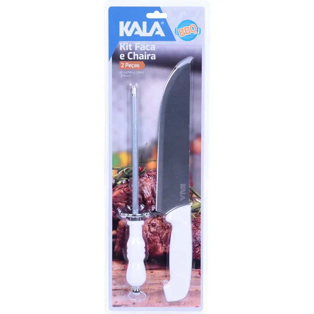 Kit faca e afiador para cozinha em aço inox 2 peç Kala — fotografia 2