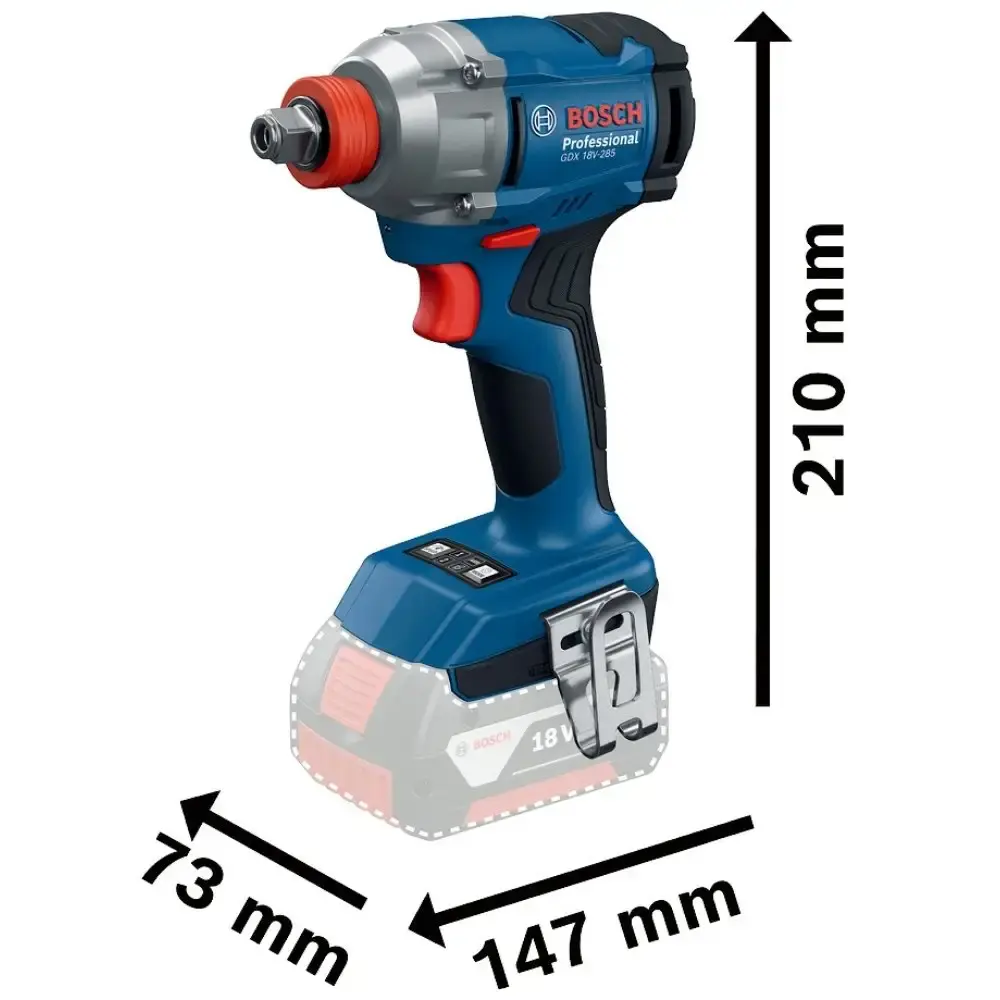 Chave de impacto 18V 1/2 POL 285 nm GDX 18V-285 com 2 baterias e maleta Bosch — fotografia 2
