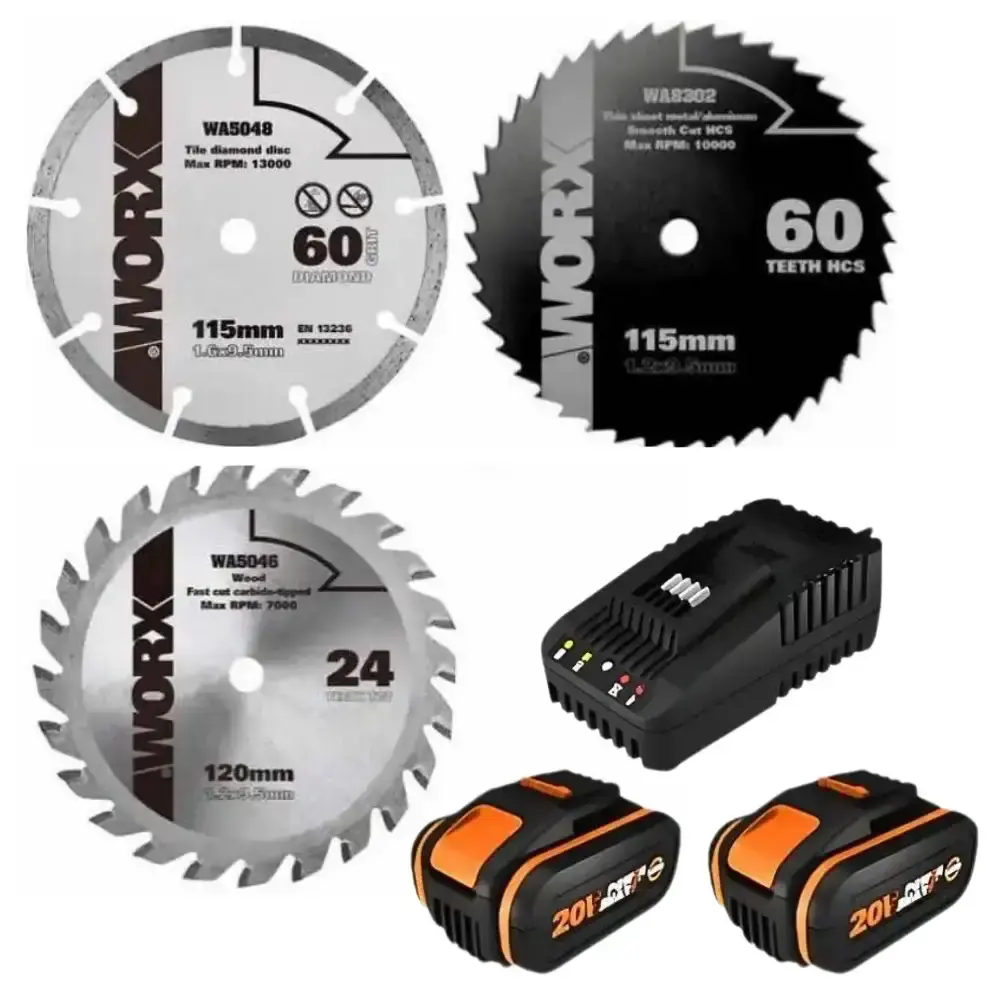 Parafusadeira e furadeira de impacto brushless 1/2POL com 2 baterias e carregador serra circular 20V worx Positec — fotografia 5