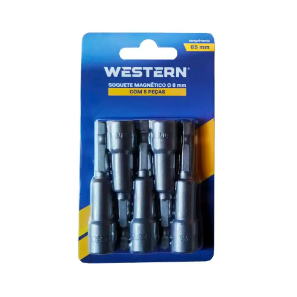 Jogo de soquetes magnéticos 8MM 65MM com 5 peças W-102 Western — fotografia de referência
