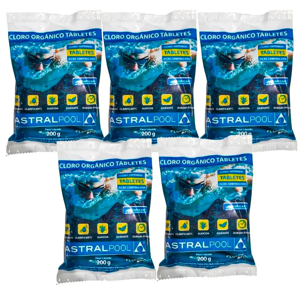 Tablete de pastilhas de cloro orgânico 200G 5 unidades Astralpool