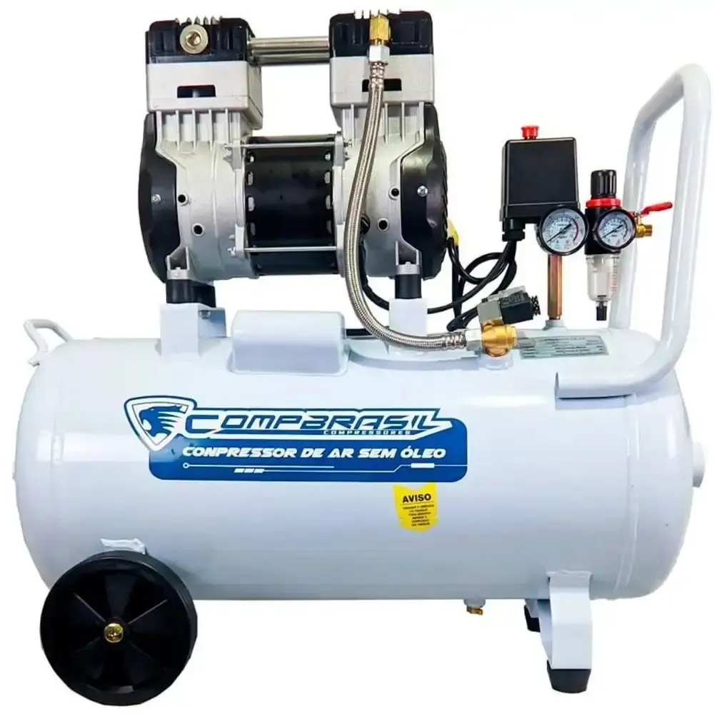 Compressor portátil 2HP 50L sem óleo 220V Compbrasil com kit para compressor 6 peças ferrari — fotografia 2