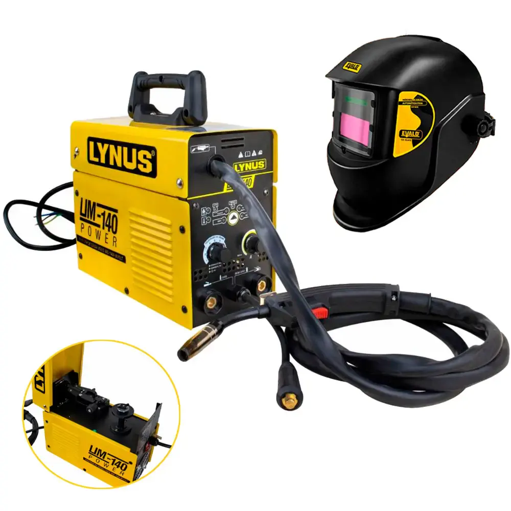 Kit solda inversora multiprocesso TIG MIG eletrodo 140A LIM-140 power bivolt Lynus + máscara de solda automática — fotografia de referência