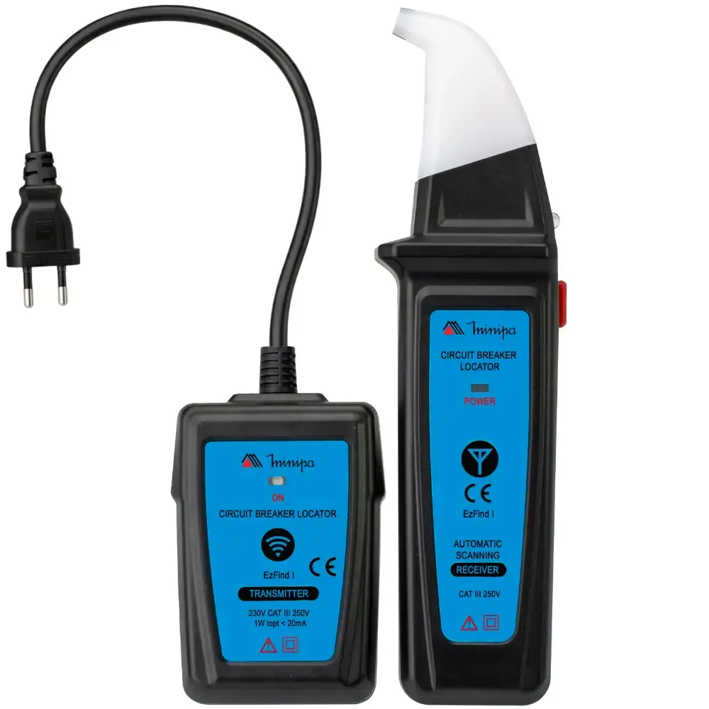 Localizador de disjuntor transmissor 100 a 230V receptor 9V ezfind i Minipa — fotografia de referência