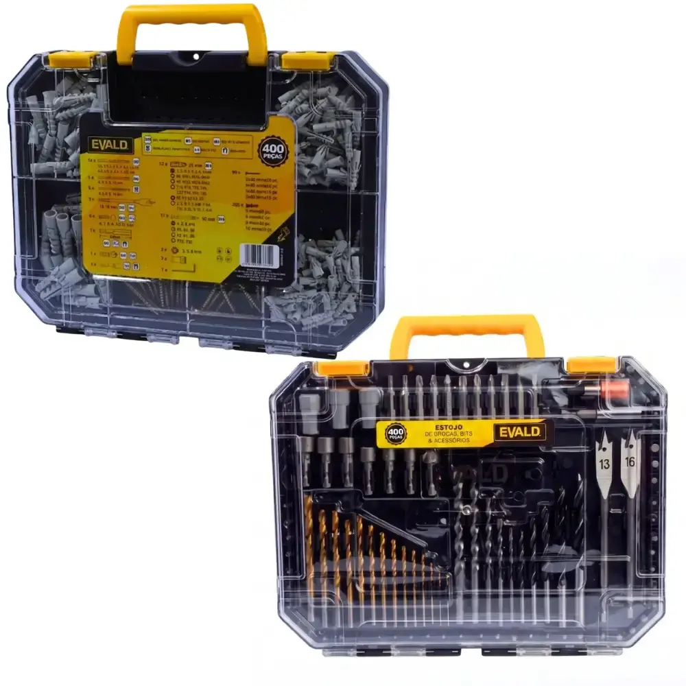 Kit furadeira industrial 3/8 pol 450W Bosch estojo de brocas bits 400 peças evald 220 V — fotografia 5