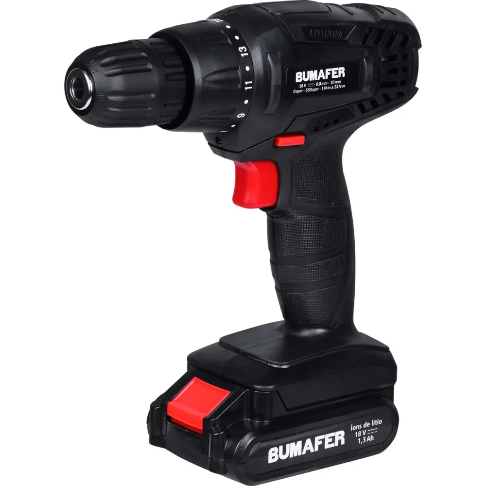 Parafusadeira furadeira a bateria 13AH 10MM 18V bivolt Bumafer — fotografia 3