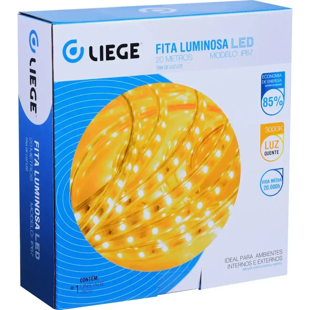 Fita luminosa de led amarela IP67 5W 3000K 220V Liege — fotografia 5