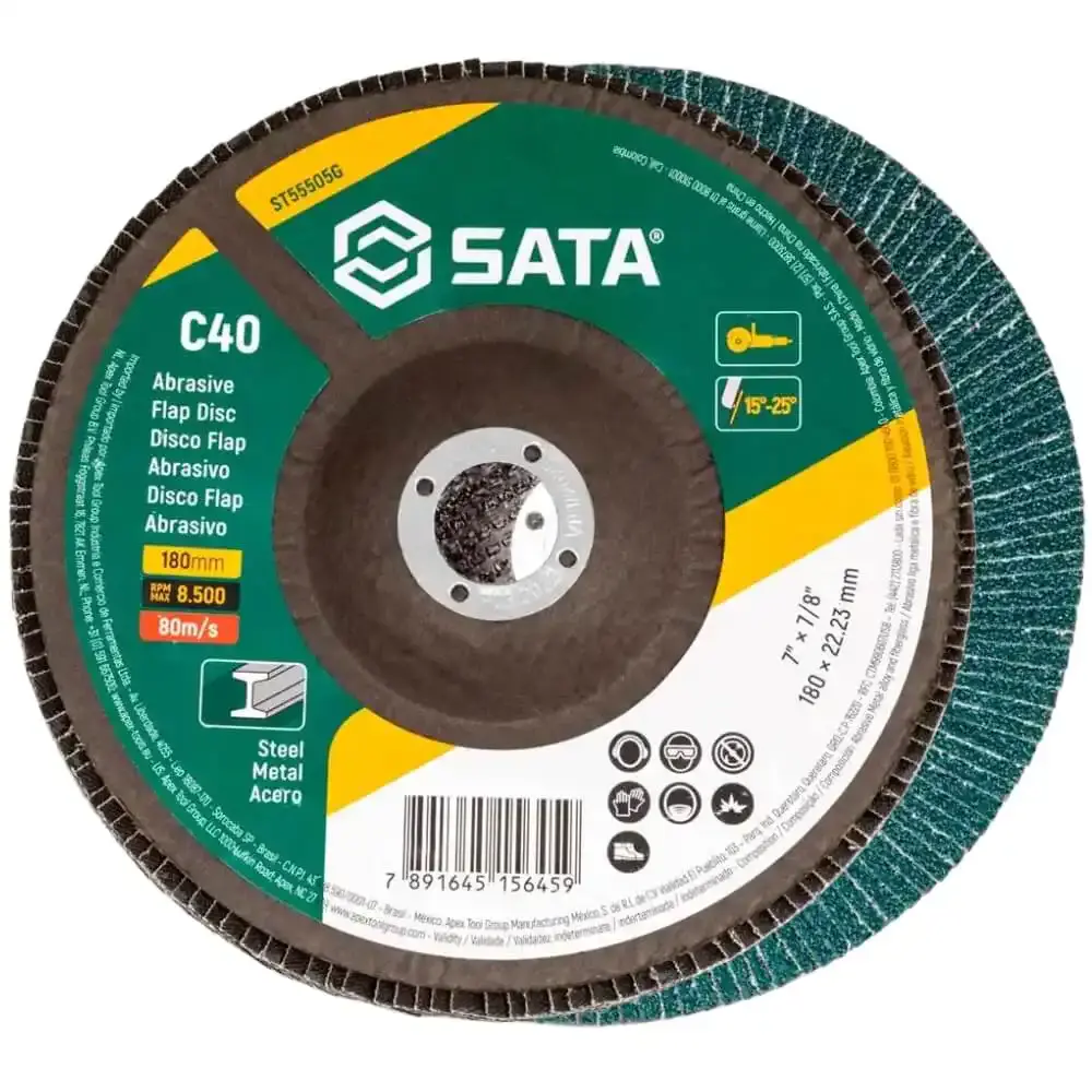 Disco de lixa flap abrasivo metal 7 pol grão 40 ST55505G Sata — fotografia 5