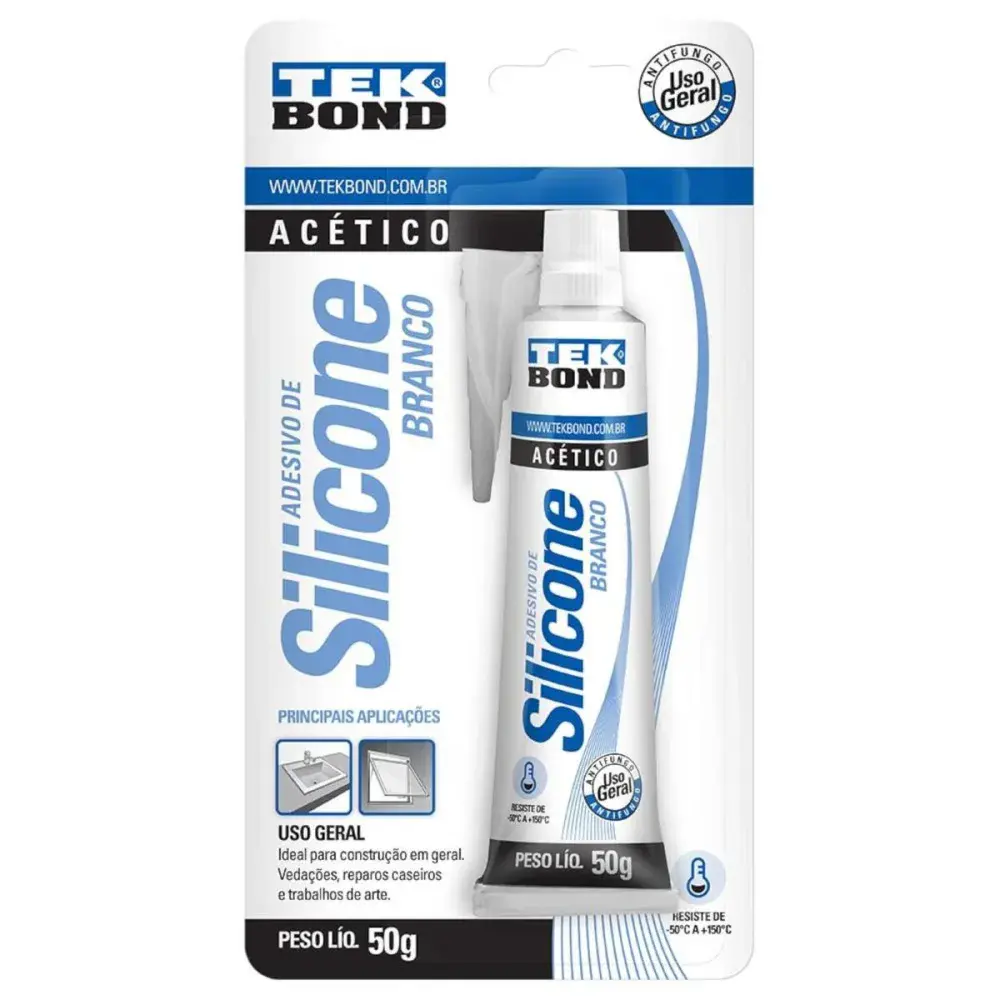 Silicone acético branco 50G blister Tekbond