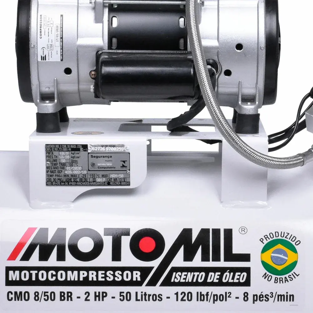 Compressor de ar médico odontológico cmo 8/50 branco MotoMil — fotografia 5