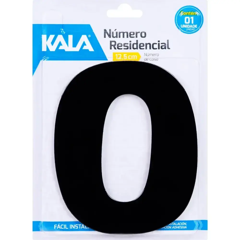 Número residencial N°0 preto 12,5CM Kala — fotografia 4