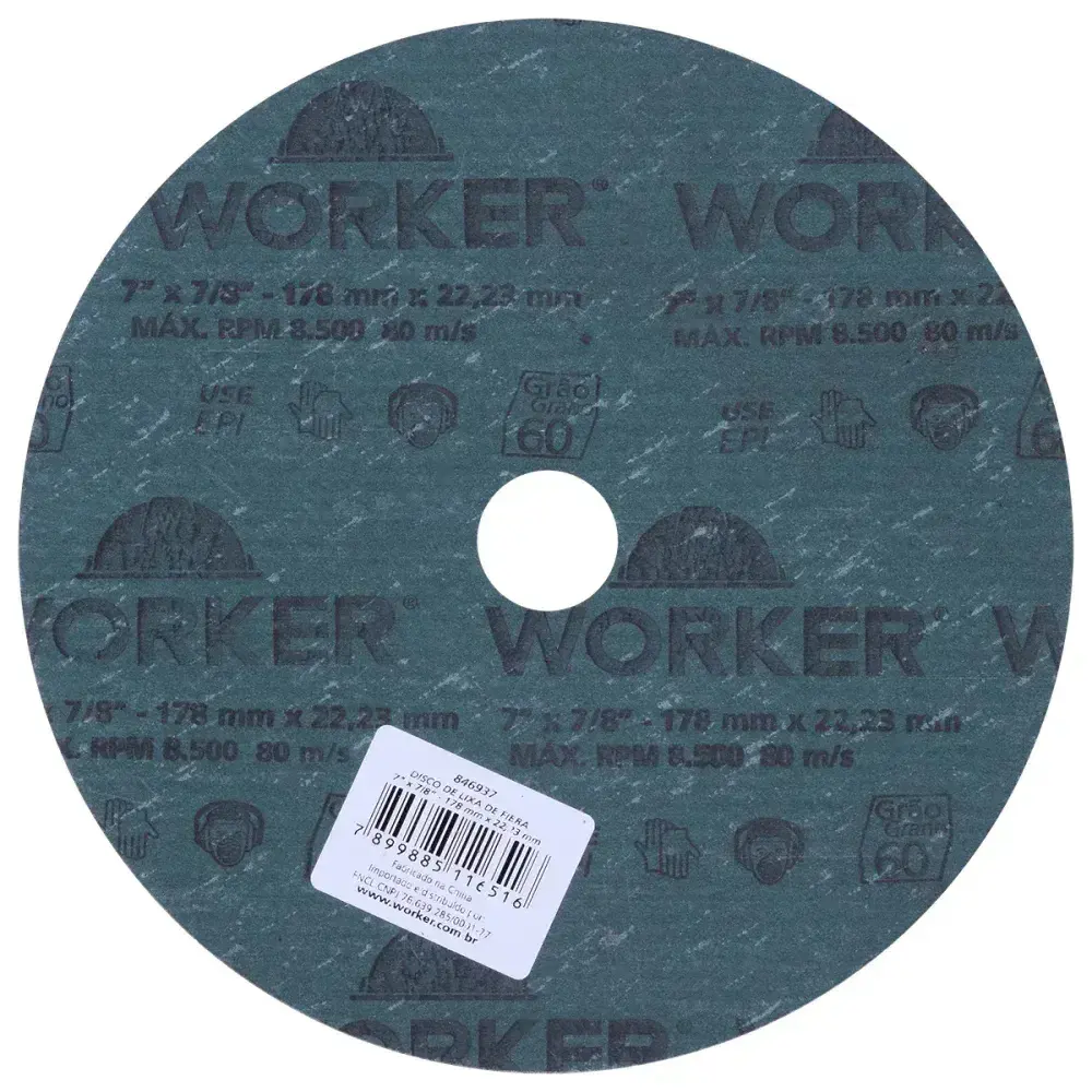 Disco de lixa de fibra 7 x 7/8 grão 60 Worker — fotografia 7