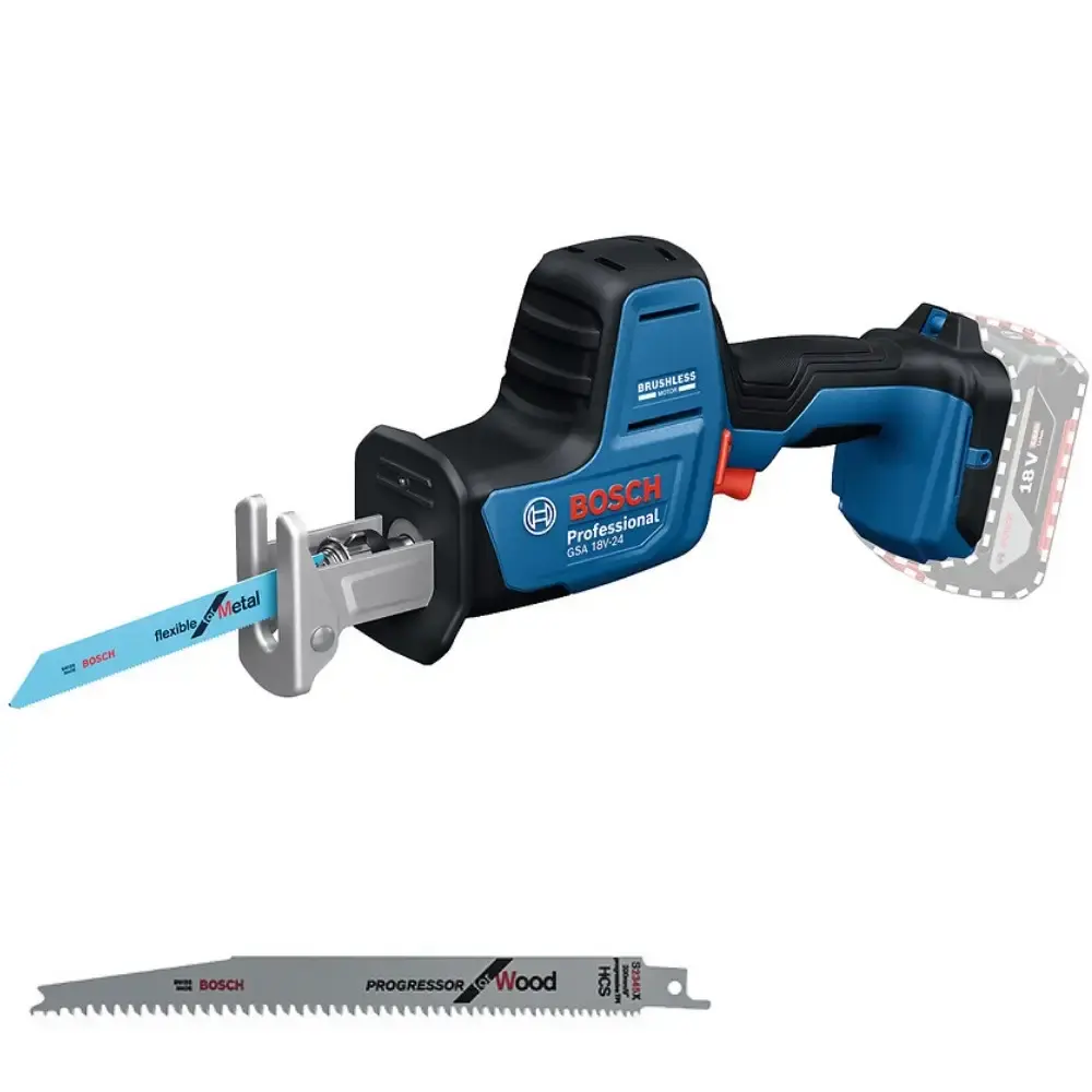 Serra sabre a bateria 18V GSA 18V-24 com 2 lâminas sem bateria Bosch — fotografia de referência