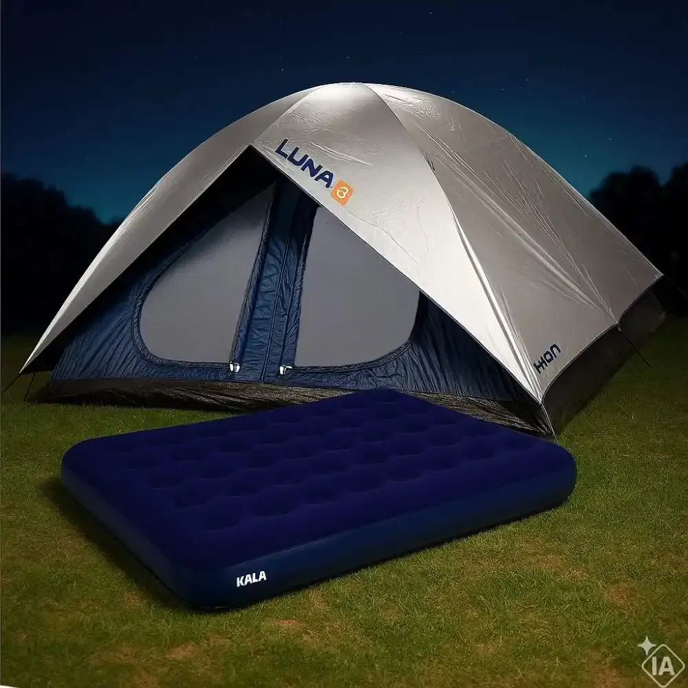 Barraca para camping com proteção 8 pessoas luna e colchão inflável casal kala Mor — fotografia 5